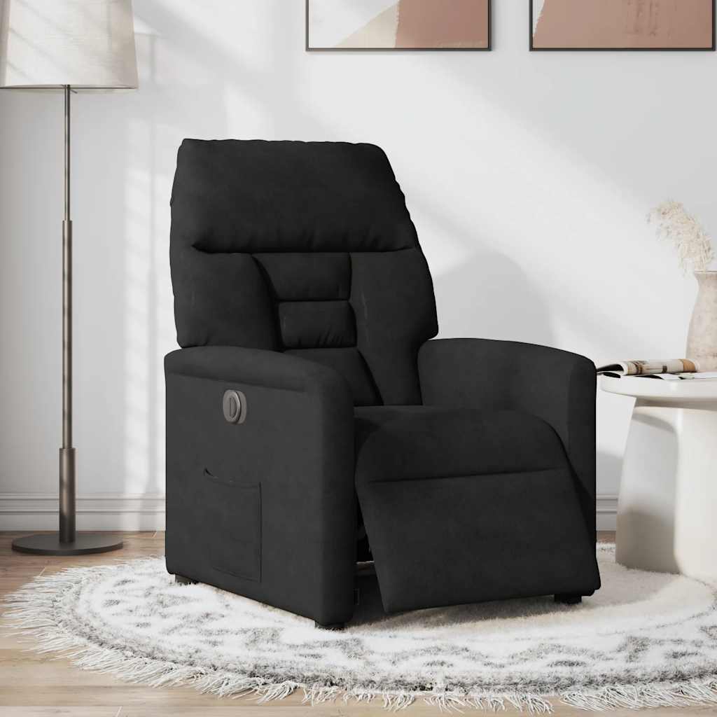 Fauteuil verstelbaar elektrisch microvezelstof zwart is nu te koop bij PeponiXL, paradijselijk wonen!
