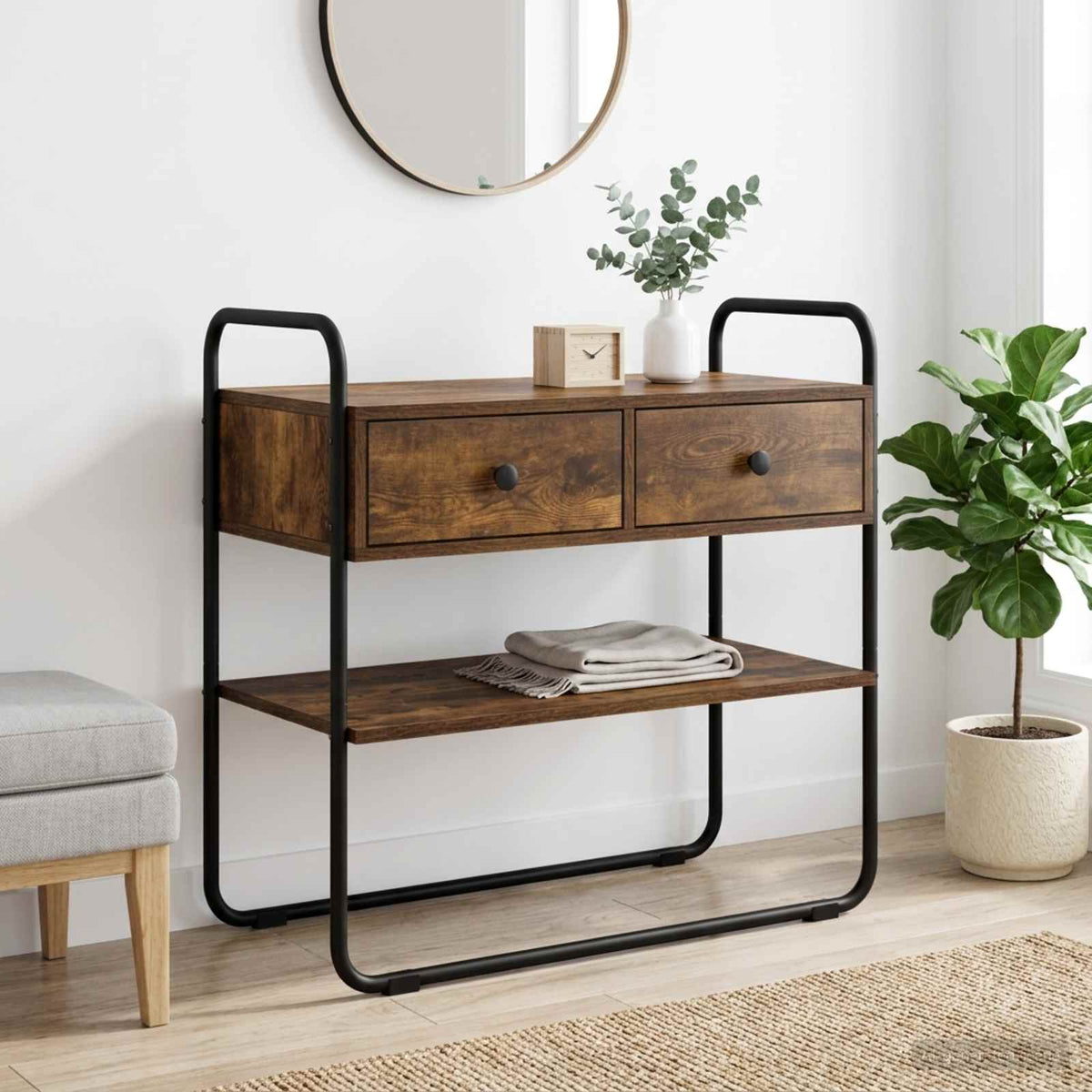 Consoletafel Gerookt eiken 100 x 40 x 75 cm Bewerkt hout is nu te koop bij PeponiXL, paradijselijk wonen!
