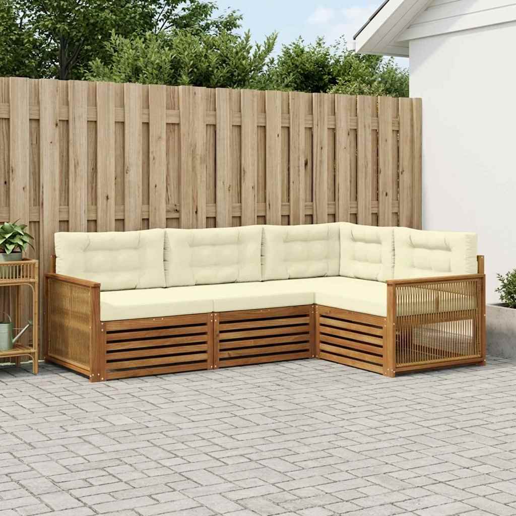 Buiten bankenset met kussen 4 pcs Natuurlijk en Crème is nu te koop bij PeponiXL, paradijselijk wonen!