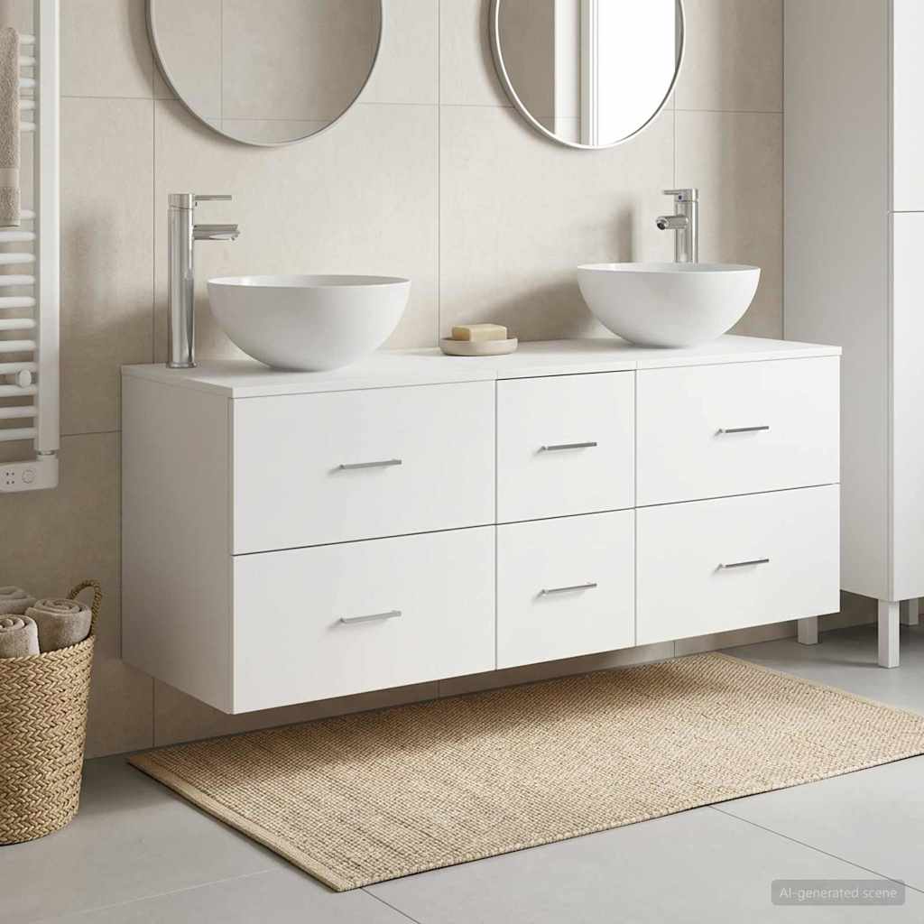Badkamerkastenset 3 st Wit 49,5 x 41 x 64,5 cm Bewerkt hout is nu te koop bij PeponiXL, paradijselijk wonen!
