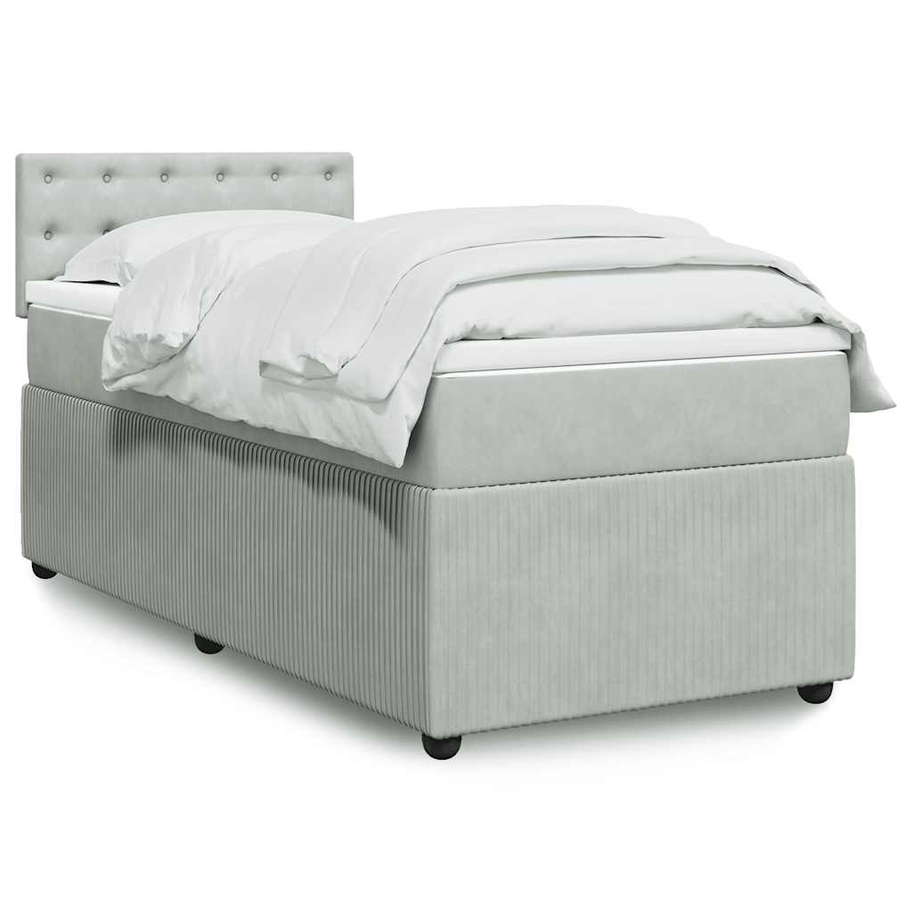Boxspring met matras fluweel lichtgrijs 100x200 cm is nu te koop bij PeponiXL, paradijselijk wonen!