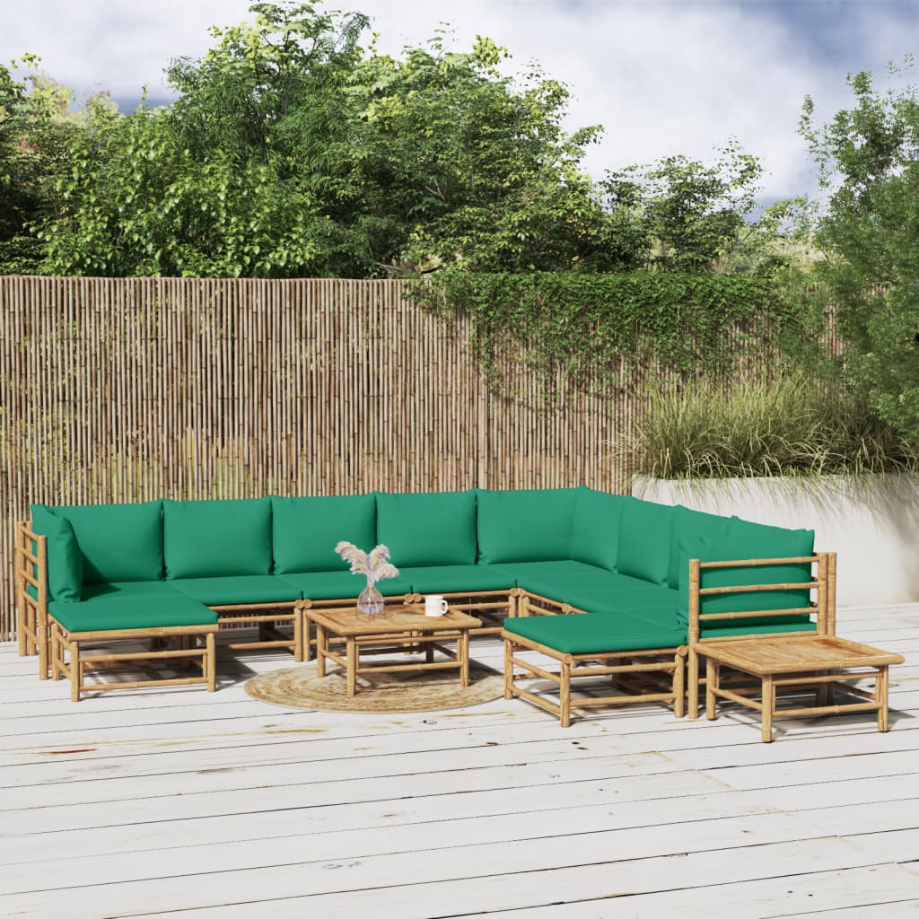 12-delige Loungeset met kussens bamboe groen is nu te koop bij PeponiXL, paradijselijk wonen!