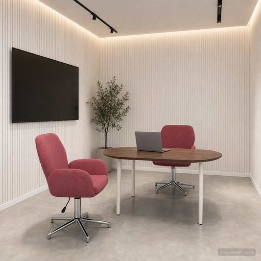 Draaiende Bureaustoelen 2 st 54 x 58 x 90 cm Wijnrood Stof is nu te koop bij PeponiXL, paradijselijk wonen!