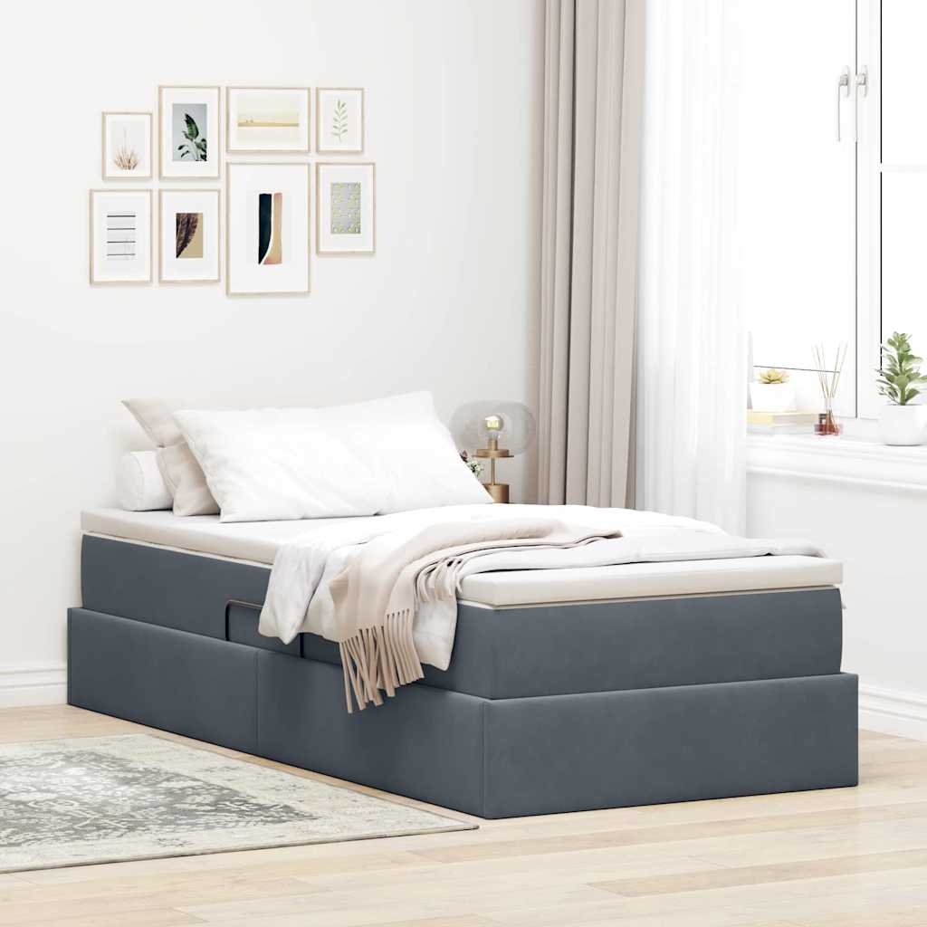 Opbergbed met matras Donkergrijs 100 x 200 cm Fluweel is nu te koop bij PeponiXL, paradijselijk wonen!