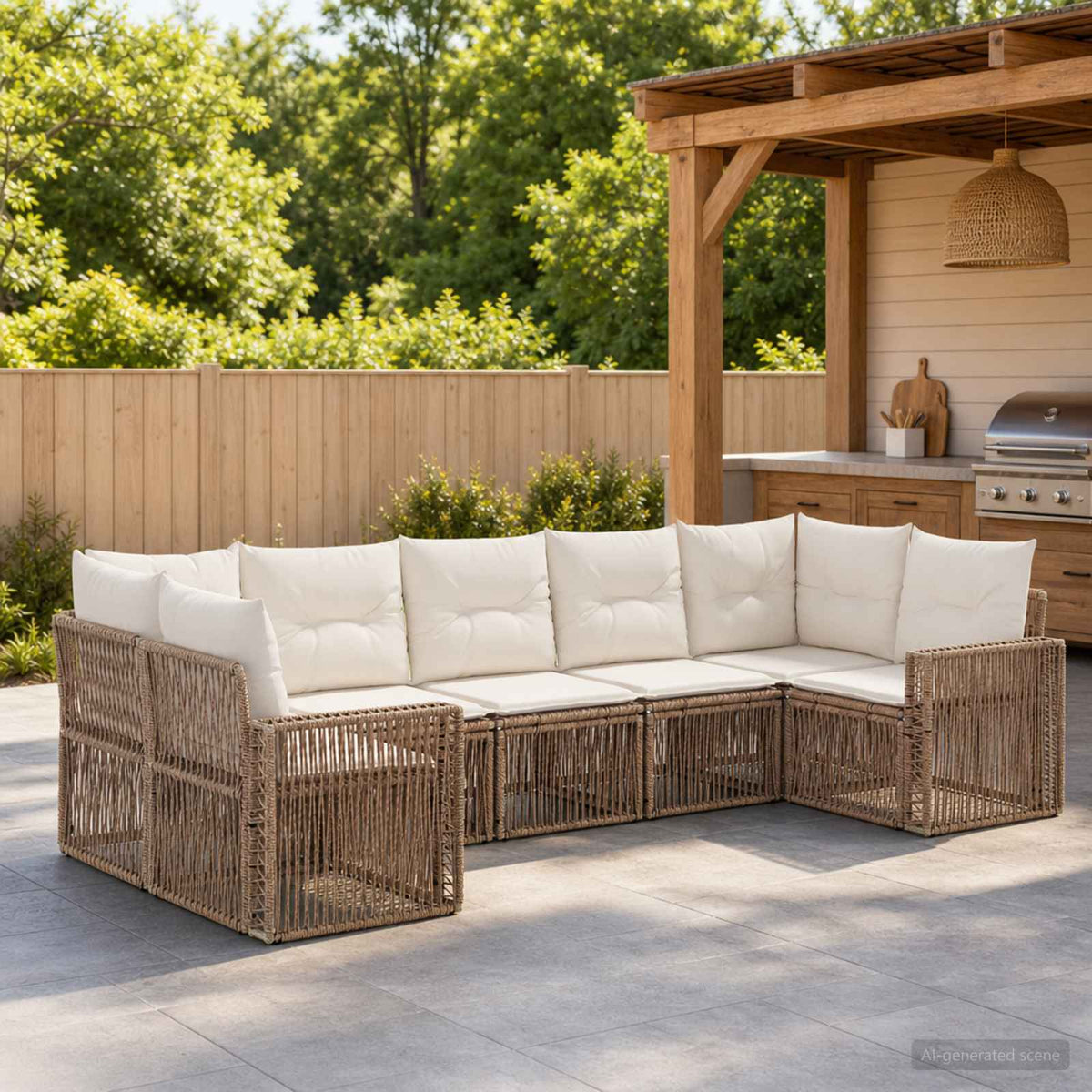 Tuinbankenset 7 st 7-Aantal zitplaatsen Beige en Crème Wit is nu te koop bij PeponiXL, paradijselijk wonen!