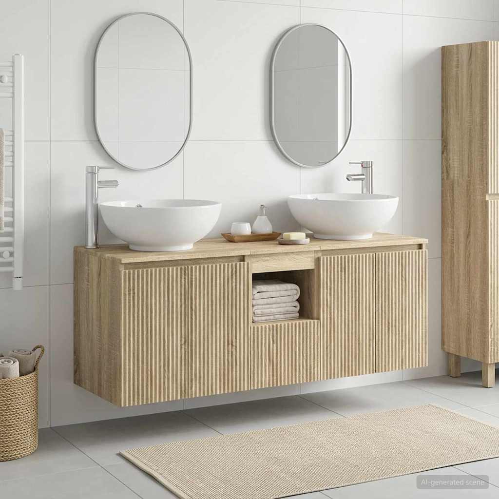 Badkamerkastenset 3 st Sonoma Eiken 49,5 x 44,5 x 65 cm is nu te koop bij PeponiXL, paradijselijk wonen!