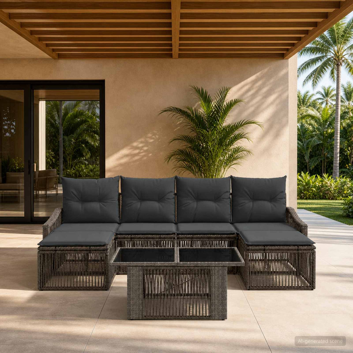 Tuinbankenset 7 st Grijs en Donkergrijs poly rattan is nu te koop bij PeponiXL, paradijselijk wonen!