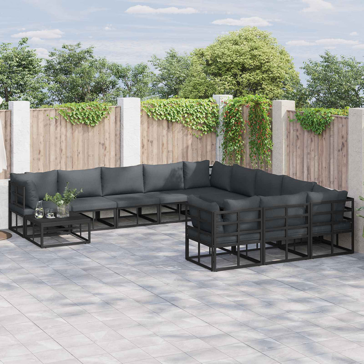 Tuinbankenset met kussen 11 pcs Zwart Aluminium is nu te koop bij PeponiXL, paradijselijk wonen!