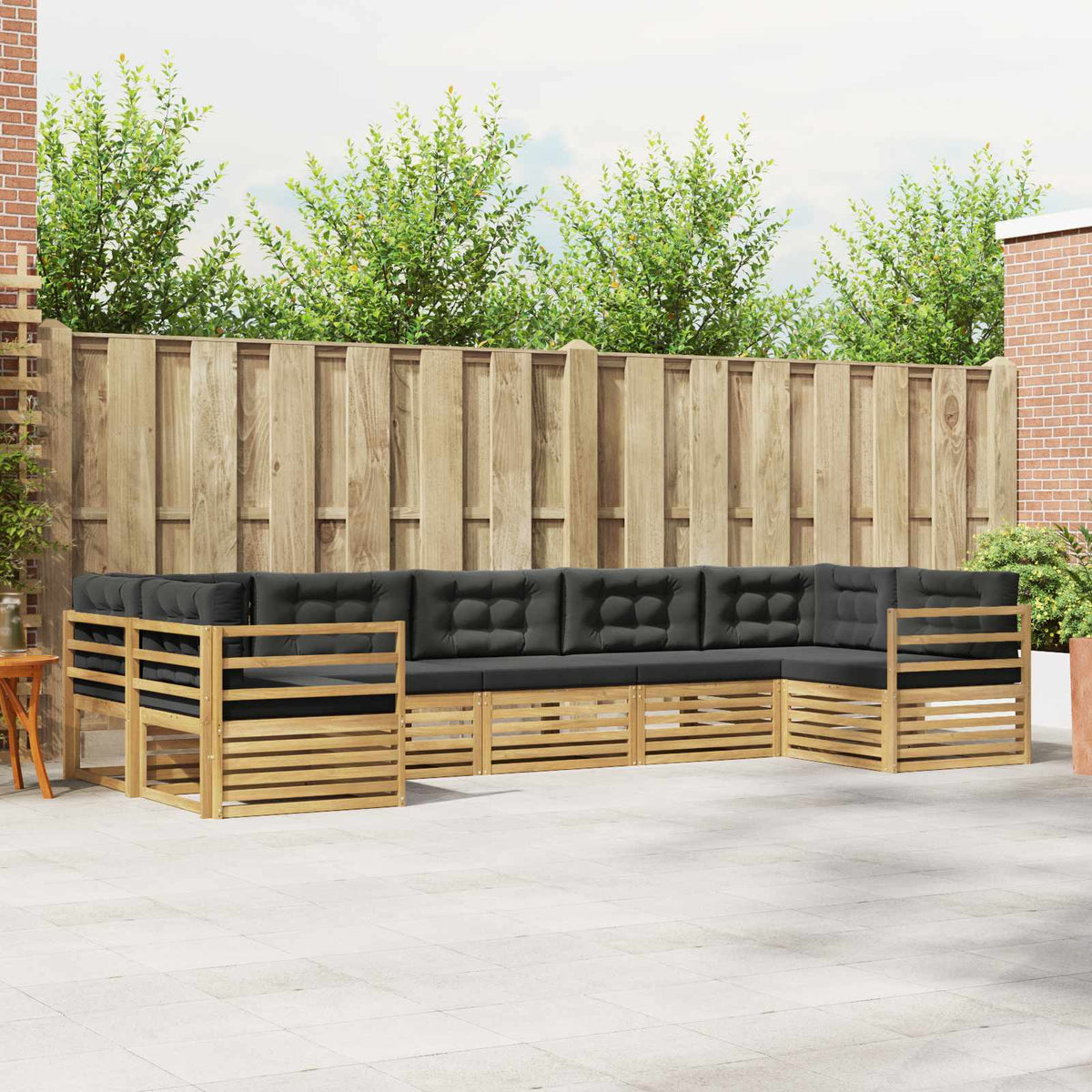 Buiten bankenset 7 pcs Wit en antracietkleurig Polyester is nu te koop bij PeponiXL, paradijselijk wonen!
