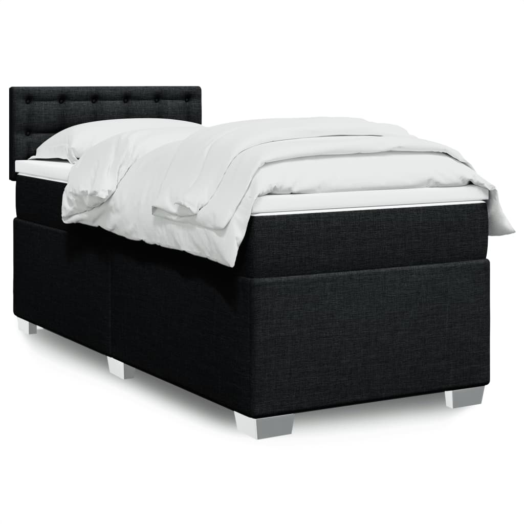 Boxspring met matras stof zwart 90x200 cm is nu te koop bij PeponiXL, paradijselijk wonen!
