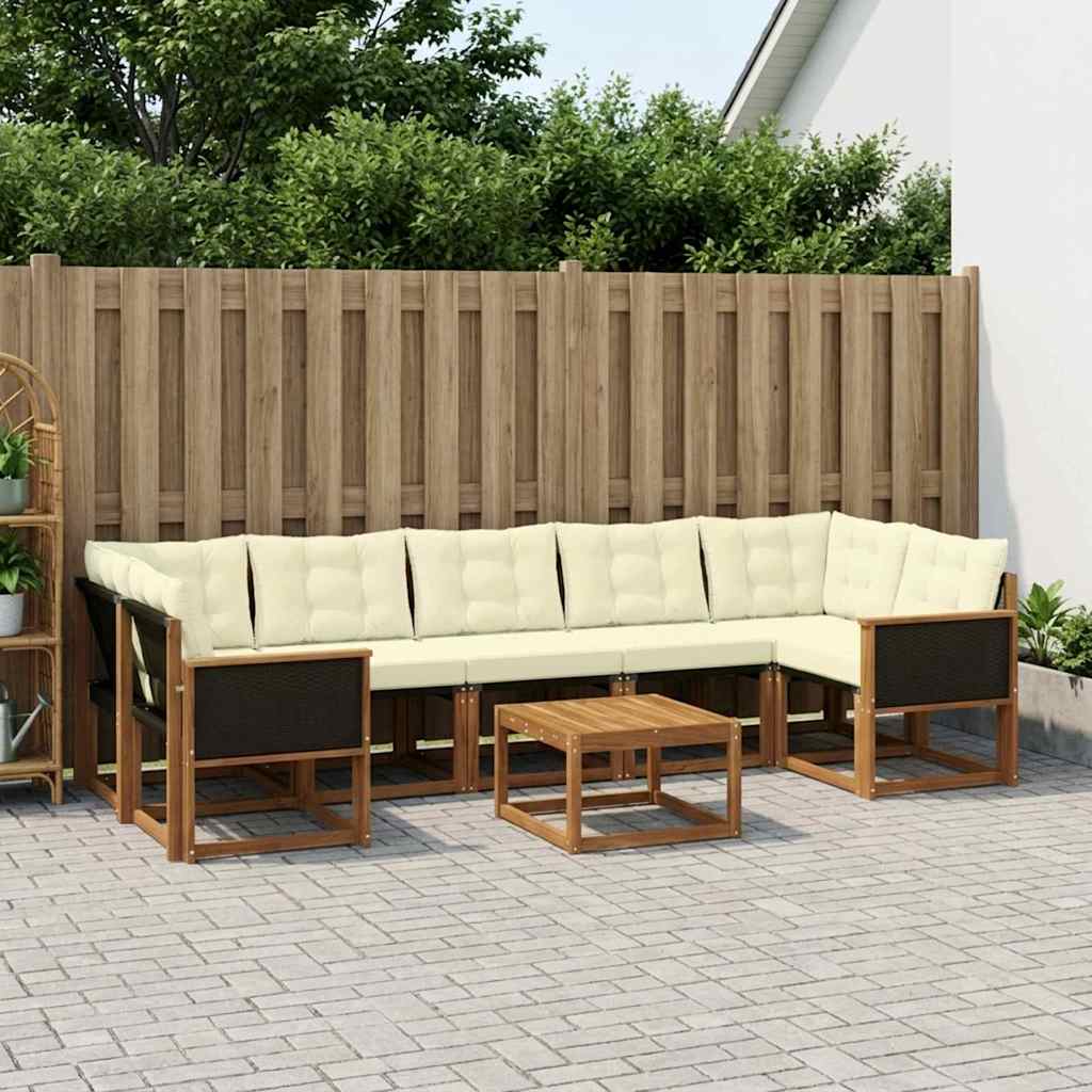 Buiten bankenset met kussen 8 pcs Natuurlijk en Crème is nu te koop bij PeponiXL, paradijselijk wonen!
