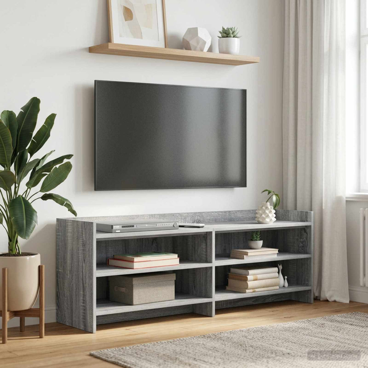 TV-kast 135 x 33 x 47 cm Grijs Sonoma Bewerkt hout is nu te koop bij PeponiXL, paradijselijk wonen!