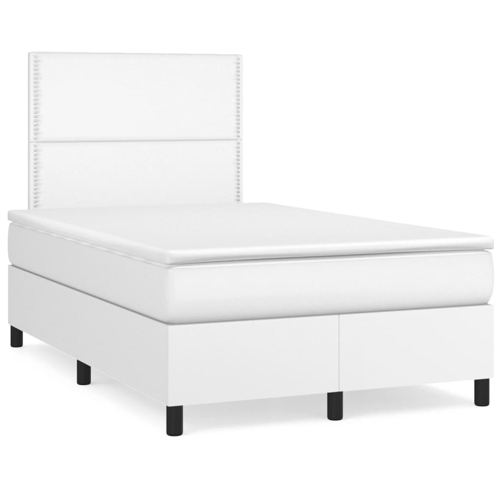 Boxspring met matras kunstleer wit 120x190 cm is nu te koop bij PeponiXL, paradijselijk wonen!