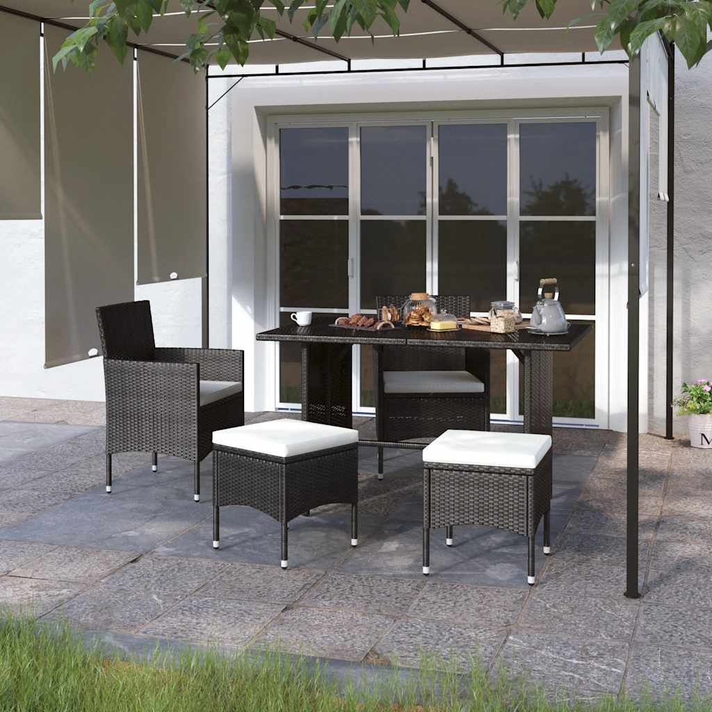 4-delige Tuinstoel- en voetenbankset rattan zwart is nu te koop bij PeponiXL, paradijselijk wonen!