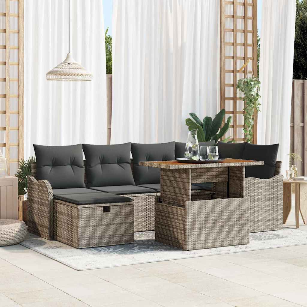 Tuin Sofa Set 7 st Grijs poly rattan is nu te koop bij PeponiXL, paradijselijk wonen!