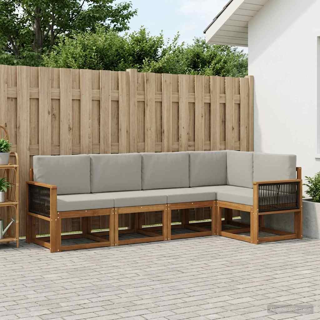Buiten bankenset 7 pcs Naturel en lichtgrijs Polyester is nu te koop bij PeponiXL, paradijselijk wonen!