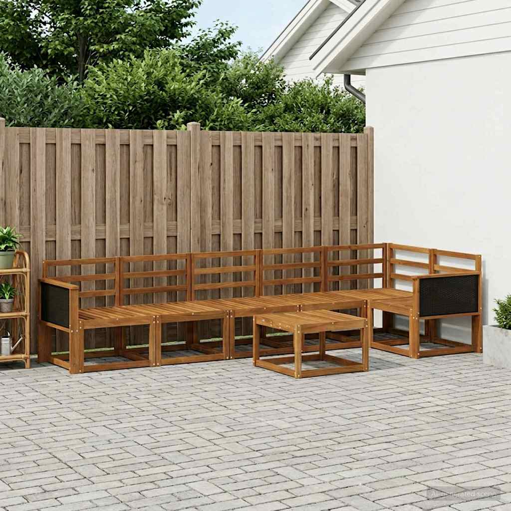 Buiten bankenset 7 pcs Naturel Massief Acaciahout is nu te koop bij PeponiXL, paradijselijk wonen!
