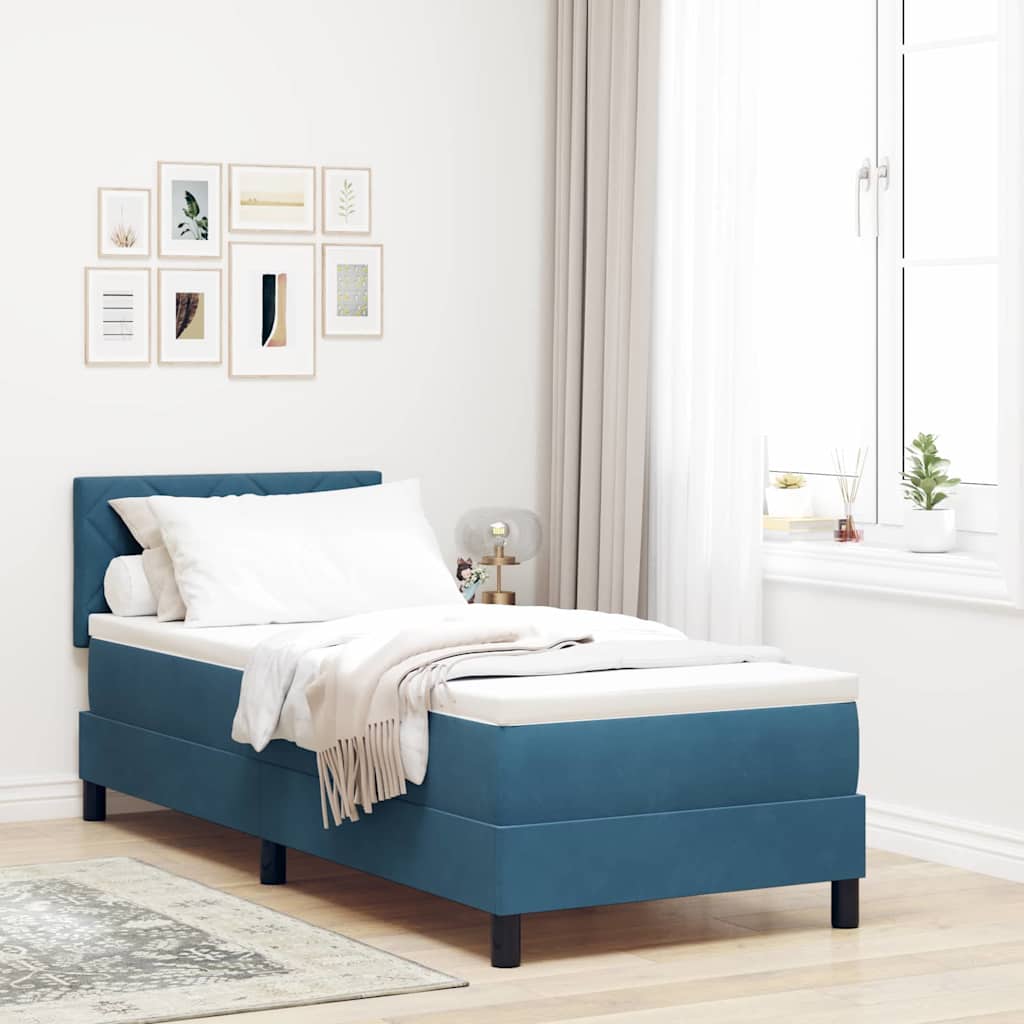 Boxspringbed met hoofdeinde Donkerblauw 80 x 200 cm Fluweel is nu te koop bij PeponiXL, paradijselijk wonen!