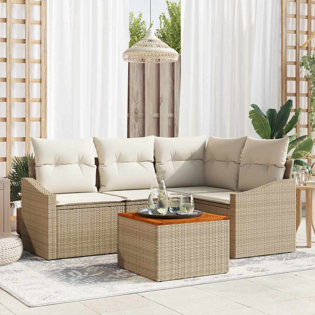 Tuinbankenset 5 st Beige en Crème poly rattan is nu te koop bij PeponiXL, paradijselijk wonen!