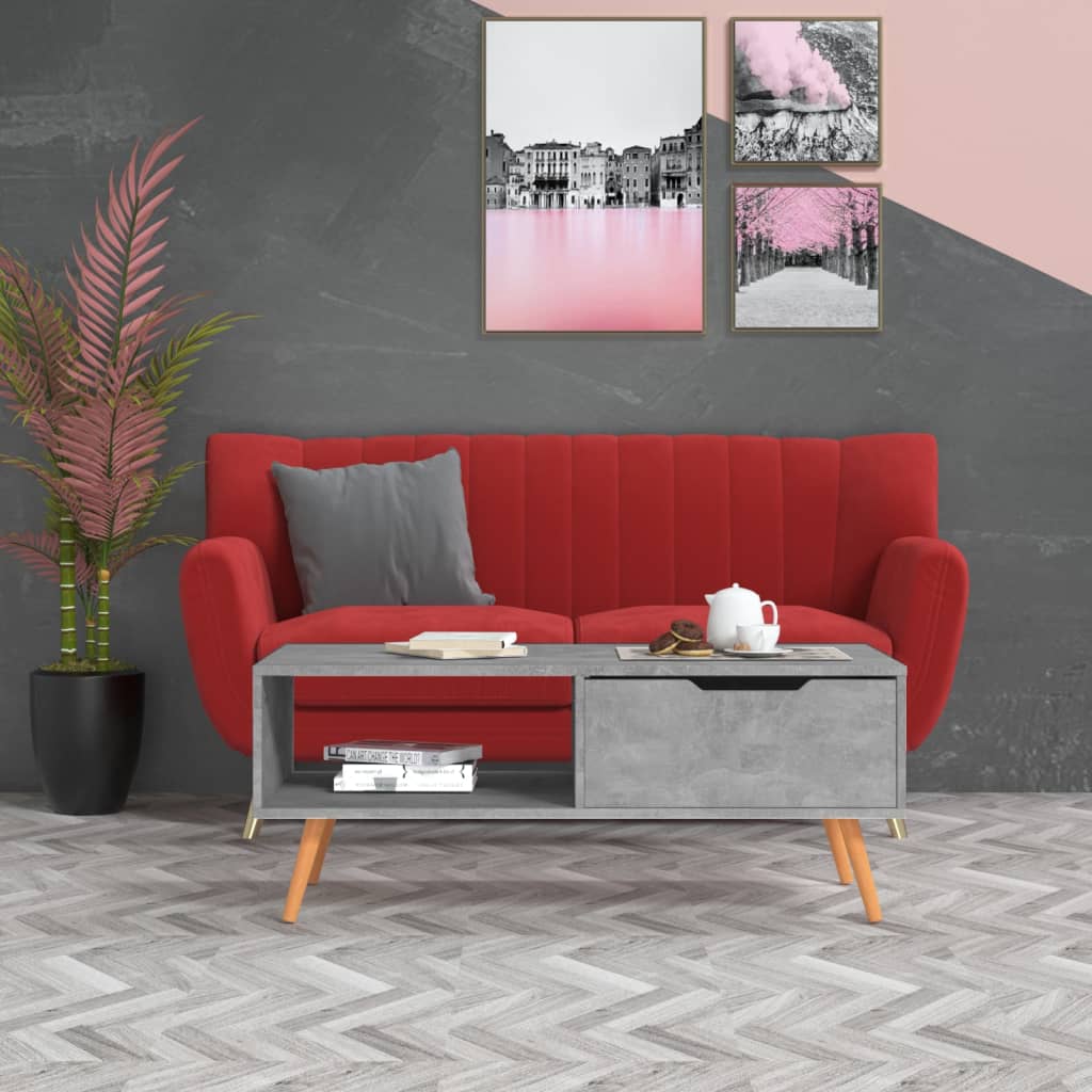 Salontafel 100x49,5x43 cm bewerkt hout betongrijs is nu te koop bij PeponiXL, paradijselijk wonen!