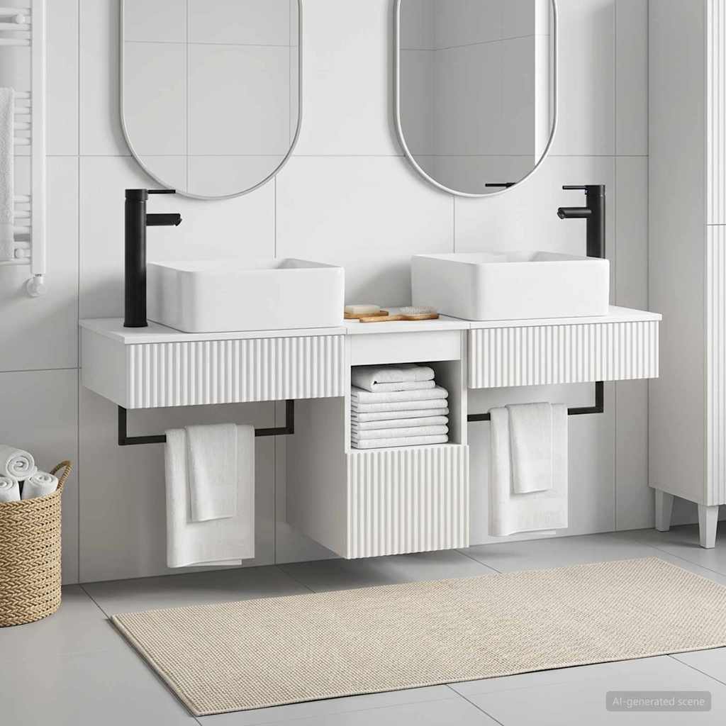 Badkamermeubelset 3 st Wit Bewerkt hout is nu te koop bij PeponiXL, paradijselijk wonen!