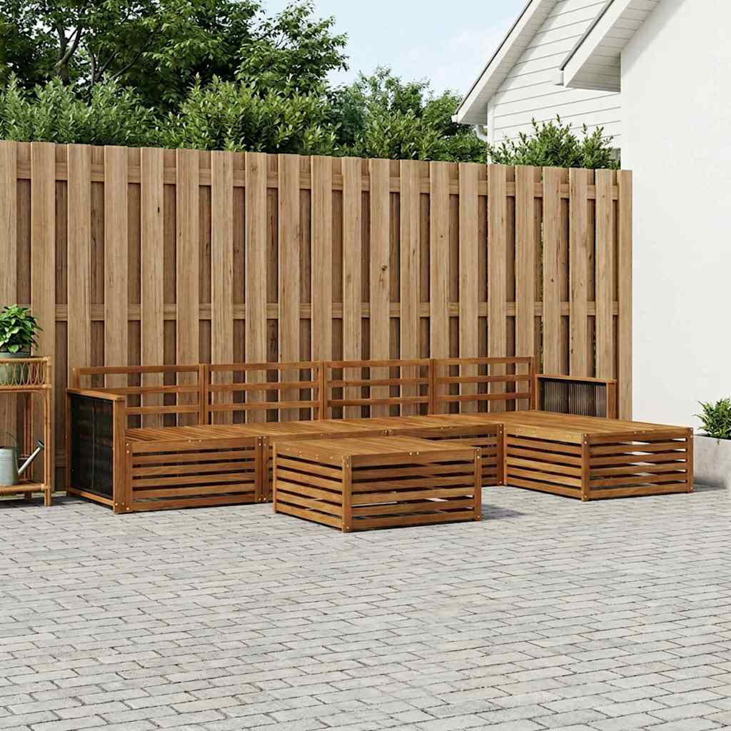 Buiten bankenset 6 pcs Naturel Massief Acaciahout is nu te koop bij PeponiXL, paradijselijk wonen!