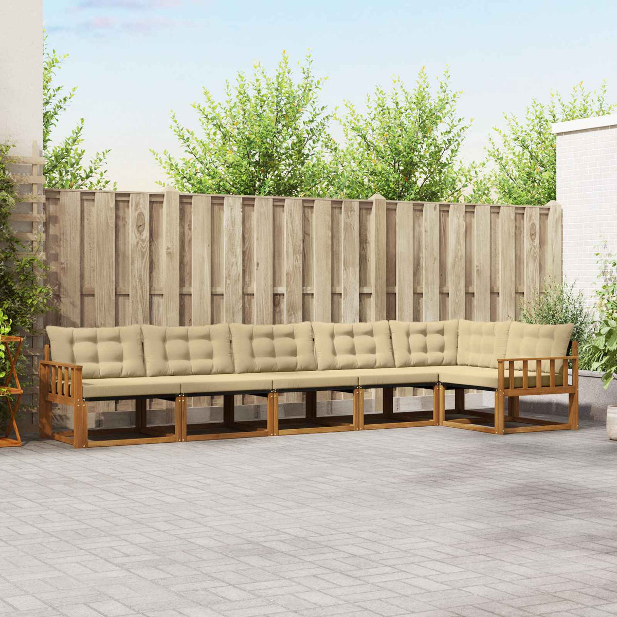 Buiten bankenset met kussen 6 pcs Natuurlijk en Beige is nu te koop bij PeponiXL, paradijselijk wonen!