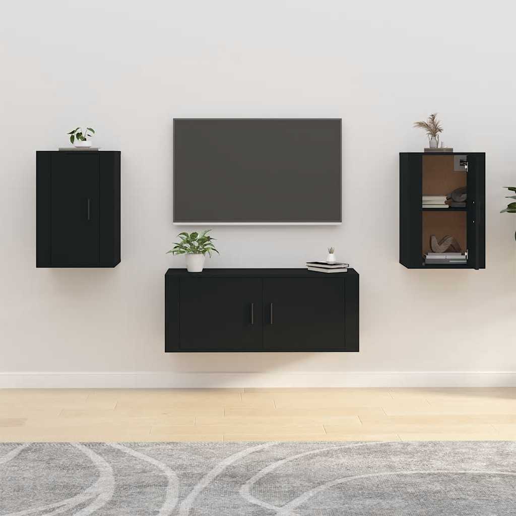 Tv-wandmeubels 2 st 40x34,5x60 cm zwart is nu te koop bij PeponiXL, paradijselijk wonen!