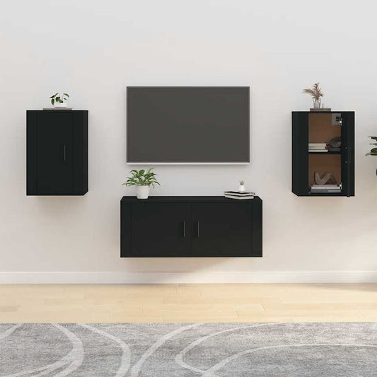 Tv-wandmeubels 2 st 40x34,5x60 cm zwart is nu te koop bij PeponiXL, paradijselijk wonen!
