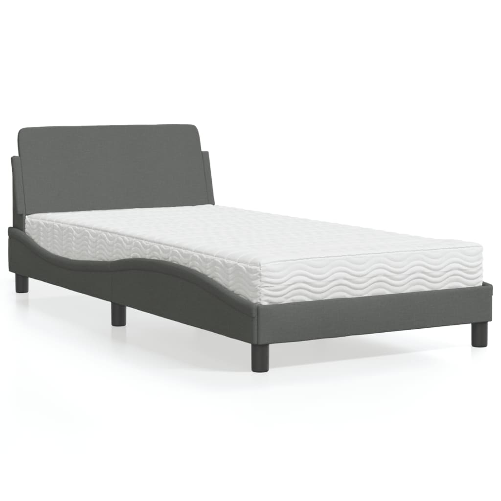 Bed met matras "Dover" stof donkergrijs 100x200 cm is nu te koop bij PeponiXL, paradijselijk wonen!