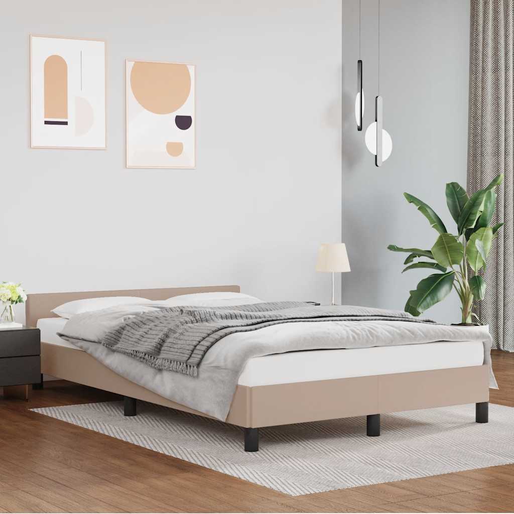 Bedframe met hoofdeinde zonder matras Cappuccino 140x200 cm is nu te koop bij PeponiXL, paradijselijk wonen!