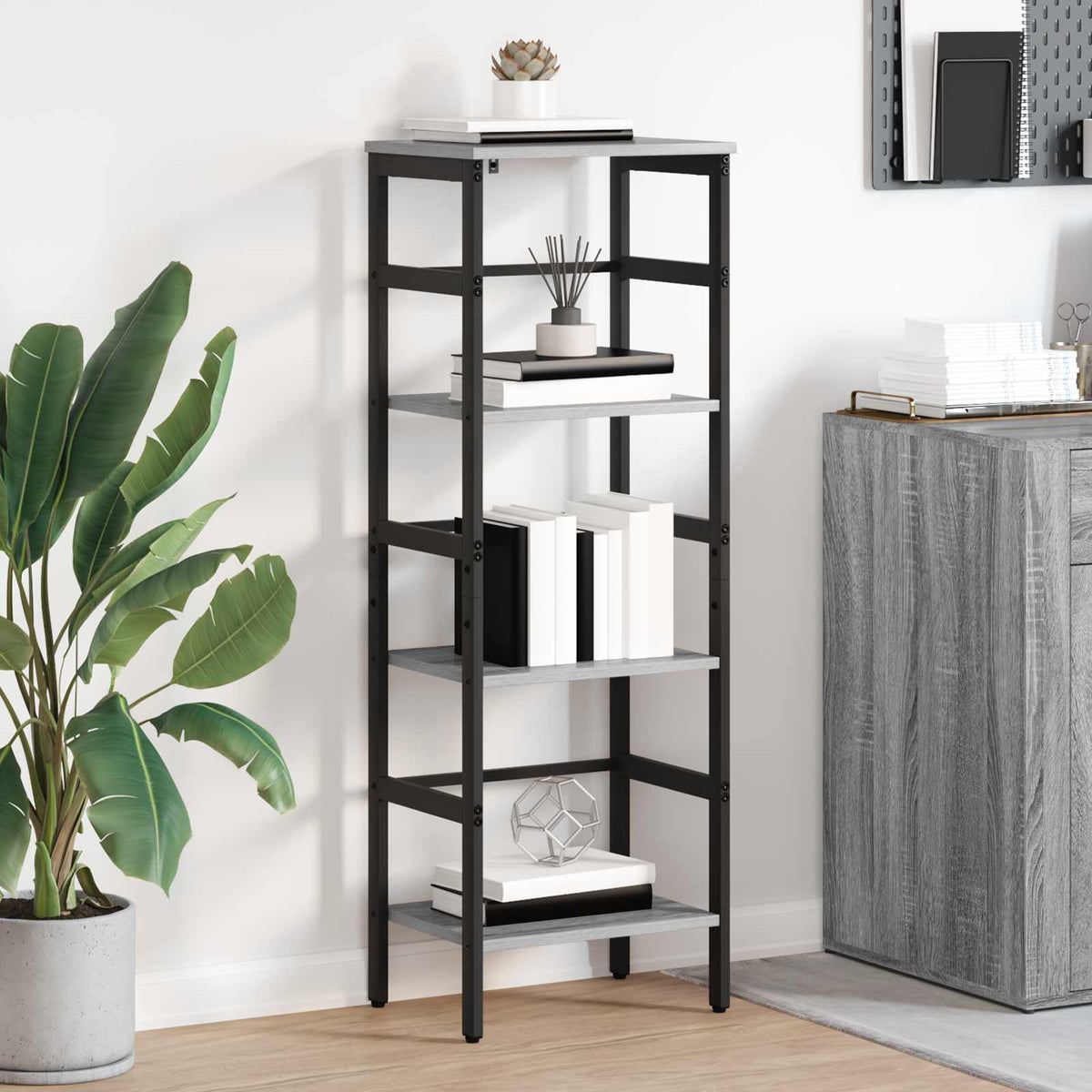 Boekenkast Grijs Sonoma 40 x 29,5 x 115 cm Bewerkt hout is nu te koop bij PeponiXL, paradijselijk wonen!