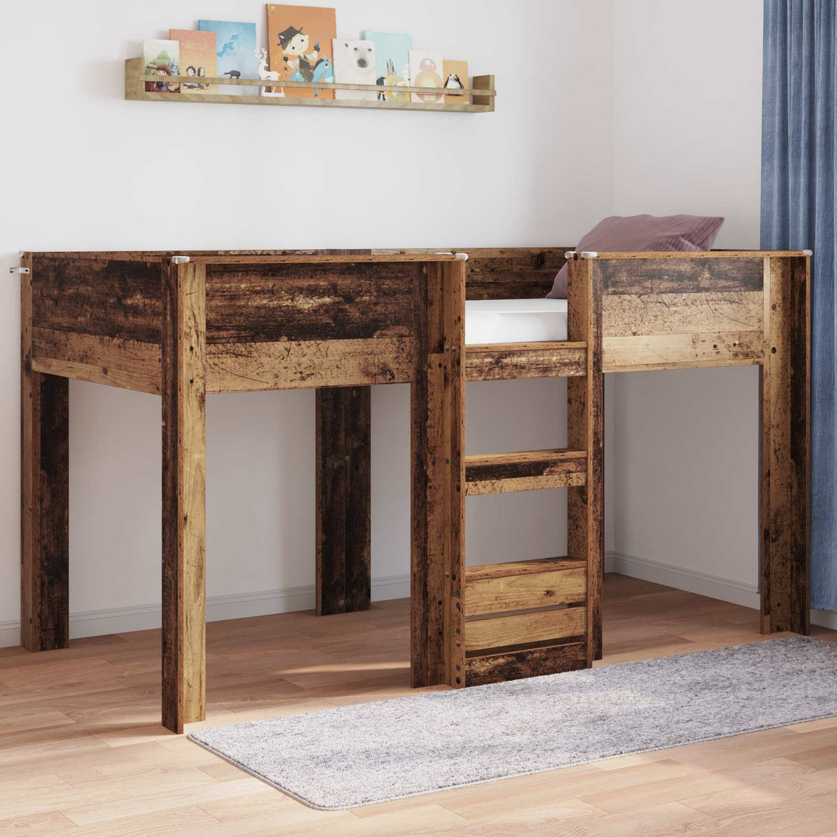 Bunk Bed voor Kinderen Oudhout 90 x 190 cm Bewerkt hout is nu te koop bij PeponiXL, paradijselijk wonen!