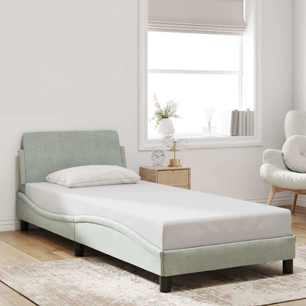 Bedframe Dover lichtgrijs 90x190 cm fluweel is nu te koop bij PeponiXL, paradijselijk wonen!