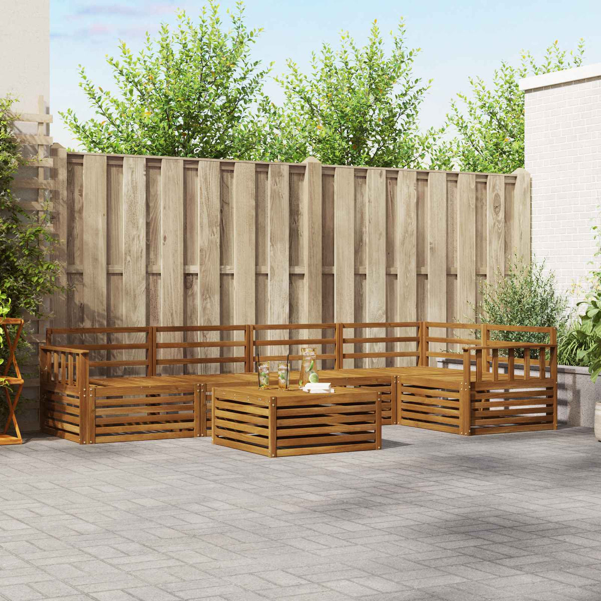 Buiten bankenset 6 pcs Naturel is nu te koop bij PeponiXL, paradijselijk wonen!