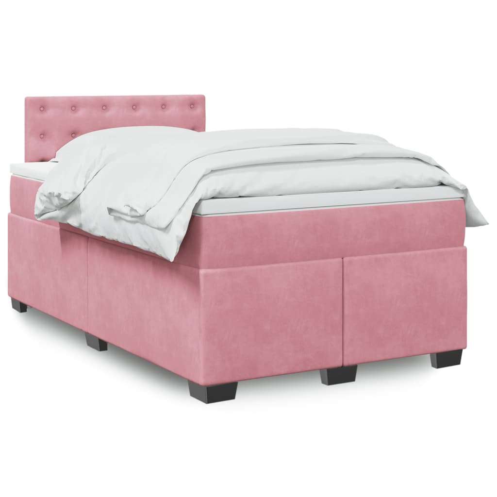 Boxspring met matras fluweel roze 120x200 cm is nu te koop bij PeponiXL, paradijselijk wonen!