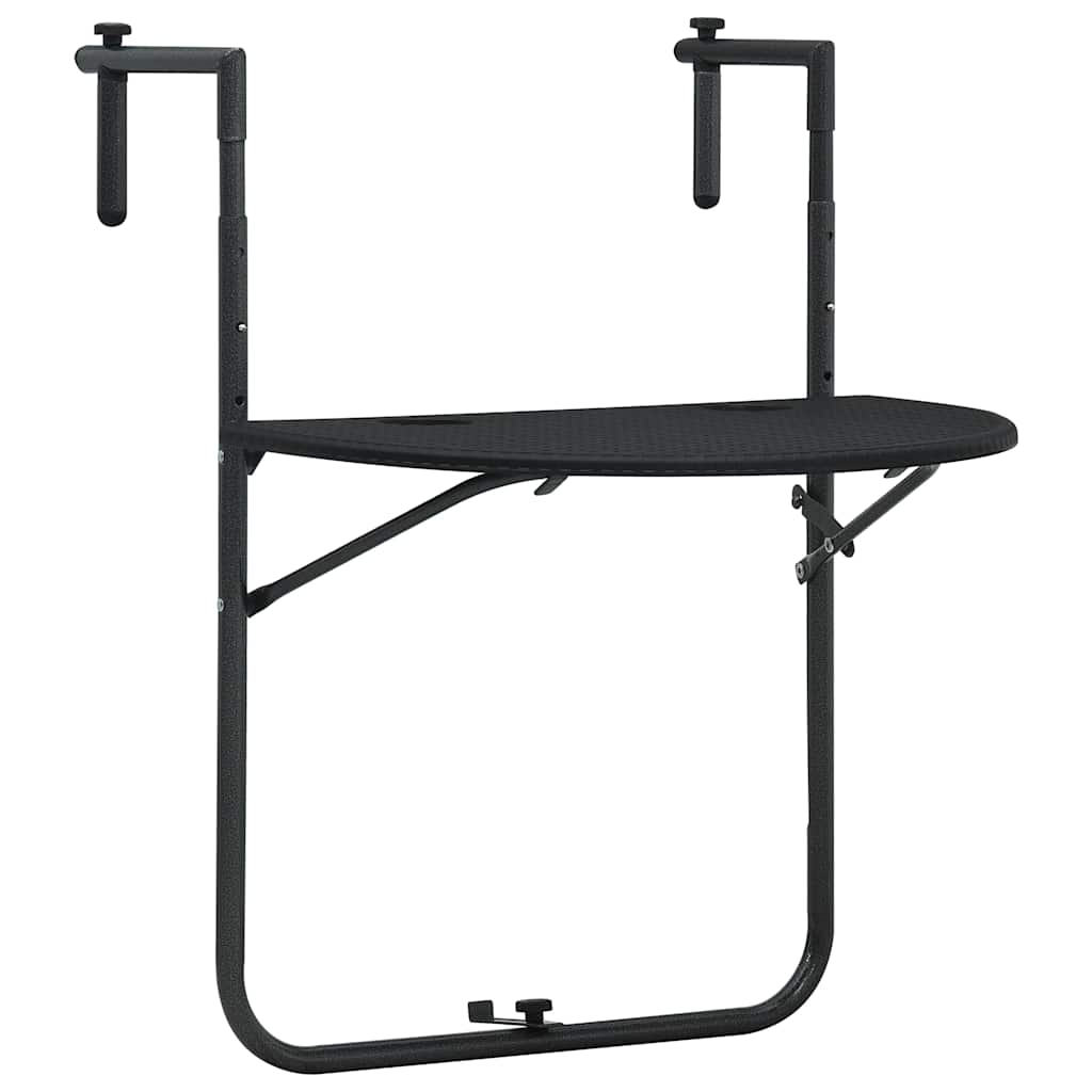 Balkontafel hangend 60x64x83,5 cm rattan-look kunststof zwart is nu te koop bij PeponiXL, paradijselijk wonen!