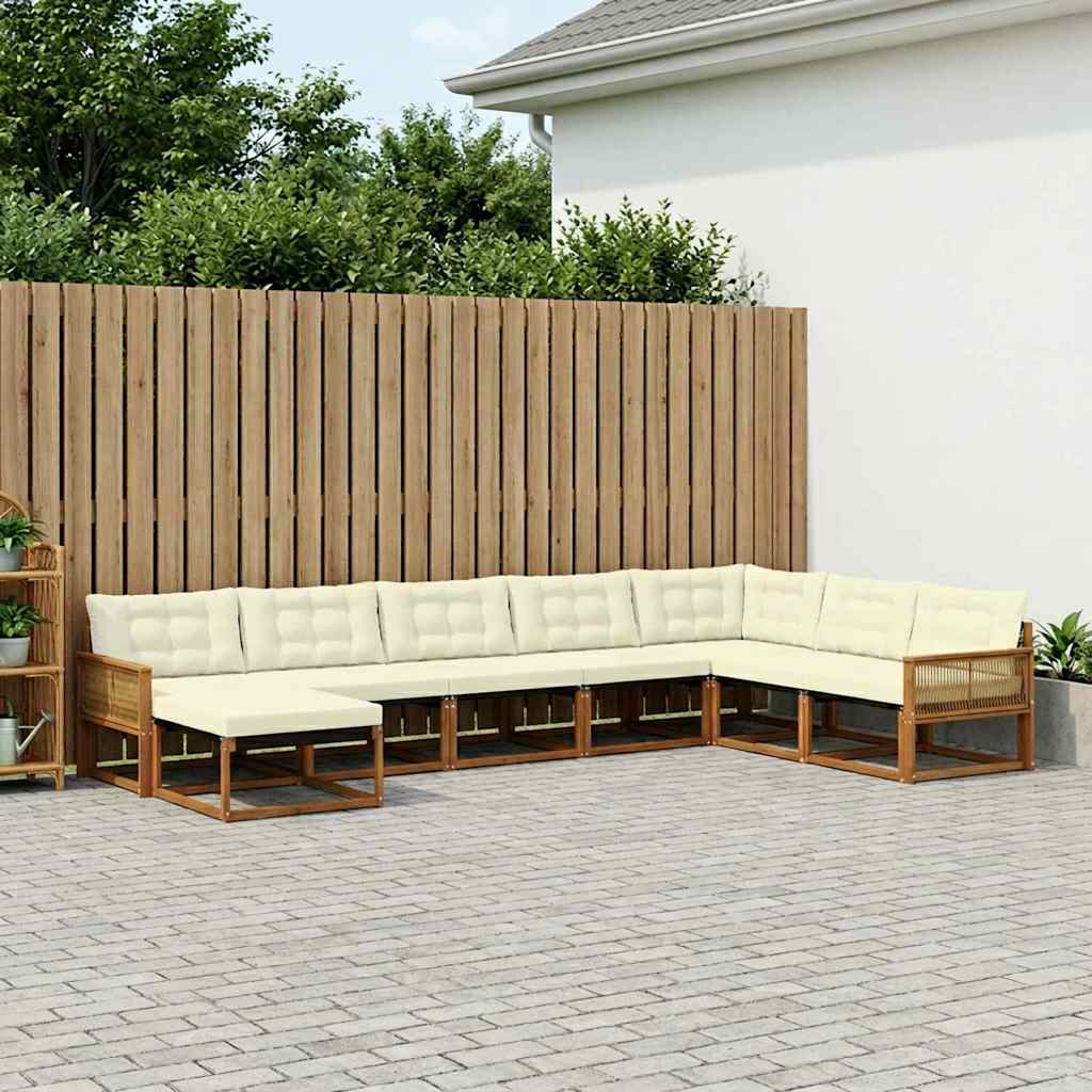 Buiten bankenset met kussen 8 pcs Natuurlijk en Crème is nu te koop bij PeponiXL, paradijselijk wonen!