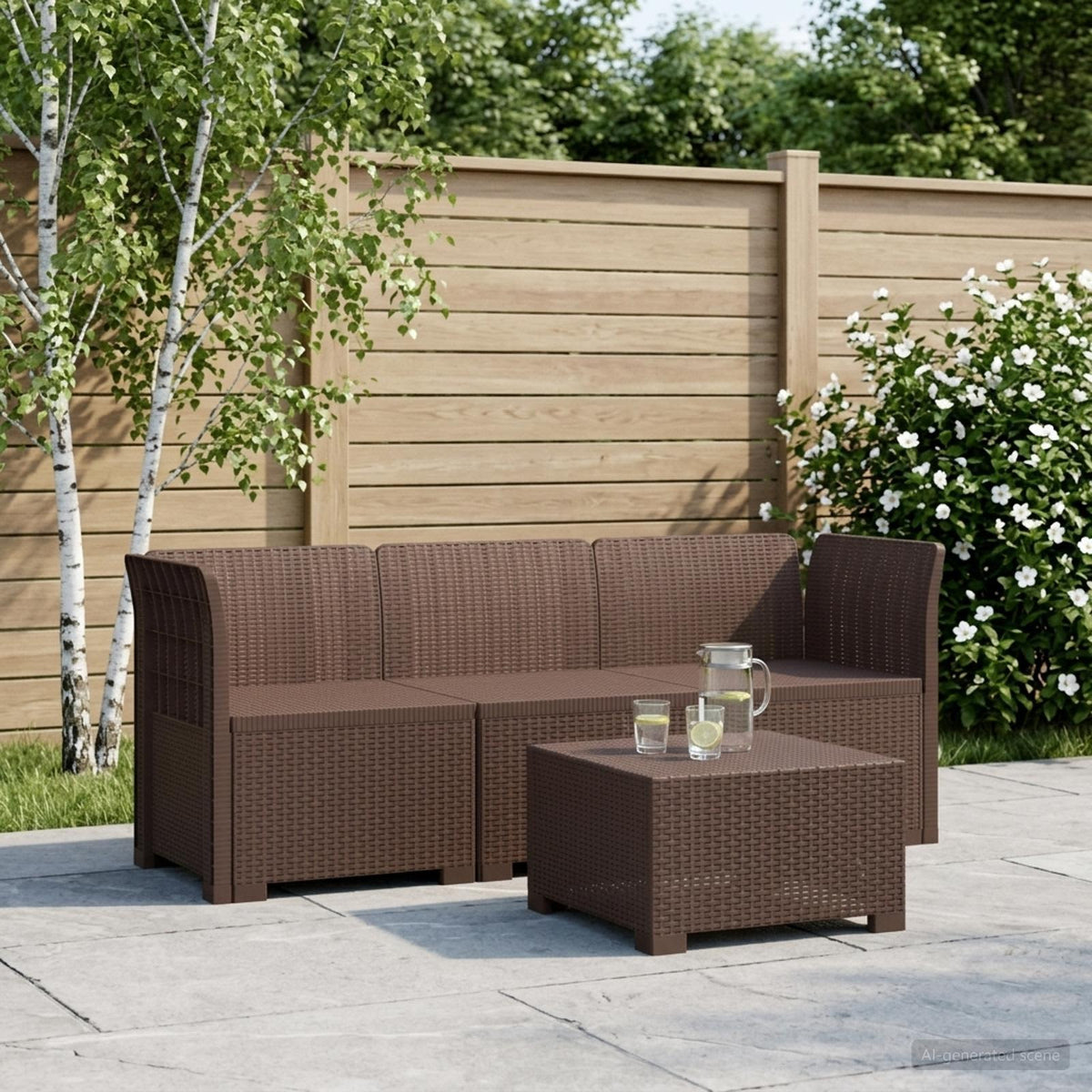 3-zits Tuinbank in Rattan Look PP Bruin is nu te koop bij PeponiXL, paradijselijk wonen!