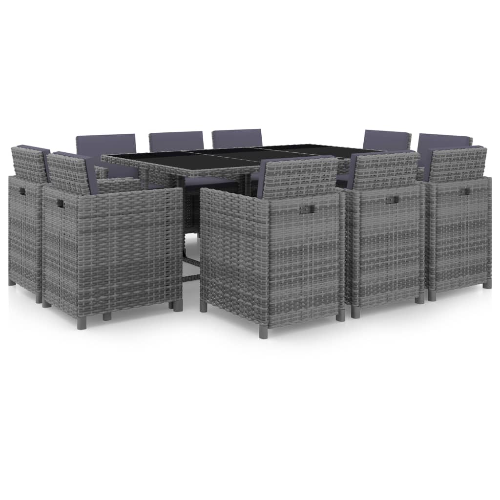 11-delige Tuinset met kussens poly rattan grijs is nu te koop bij PeponiXL, paradijselijk wonen!