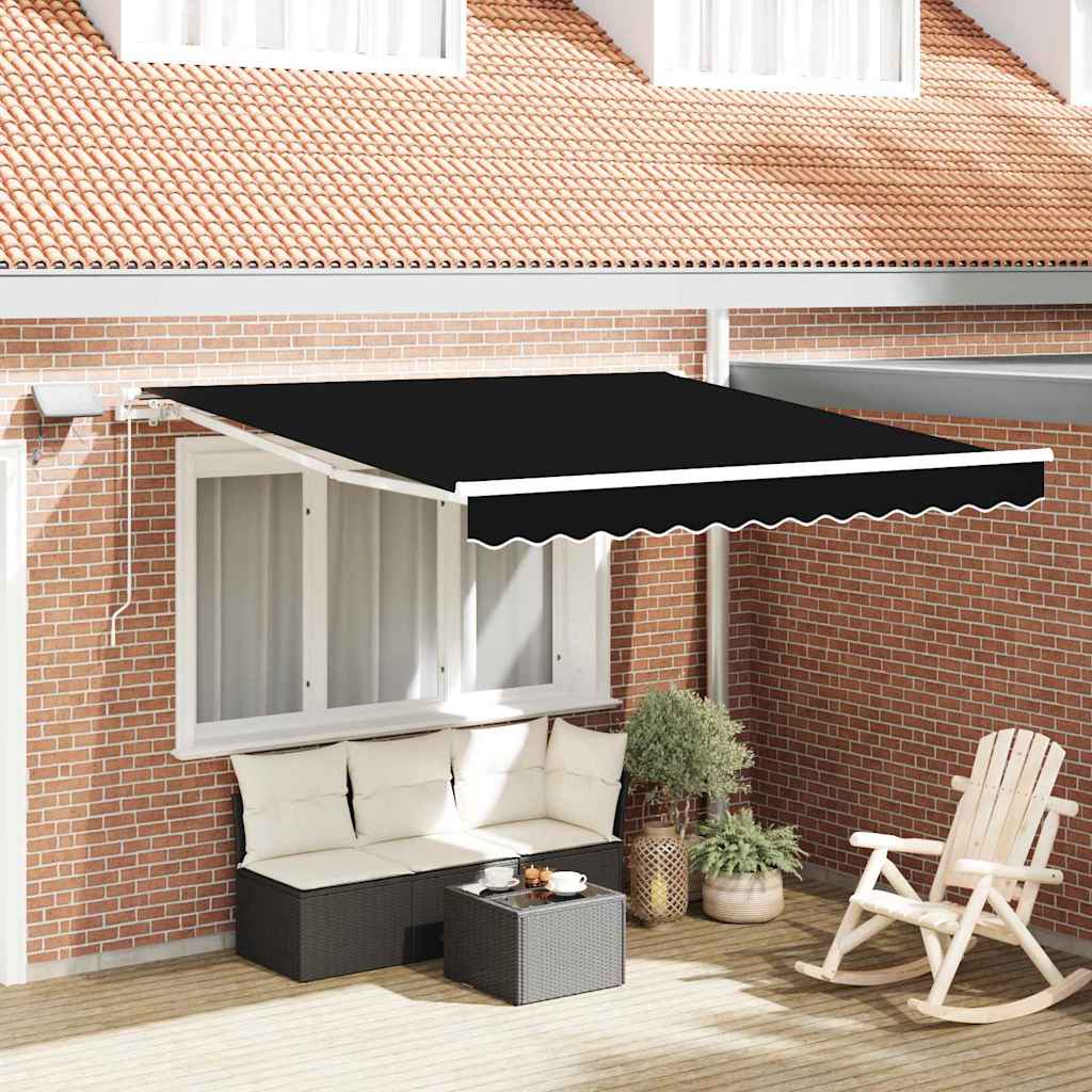Inklapbaar Zonnescherm Zwart 350 x 250 cm Stof en Staal is nu te koop bij PeponiXL, paradijselijk wonen!