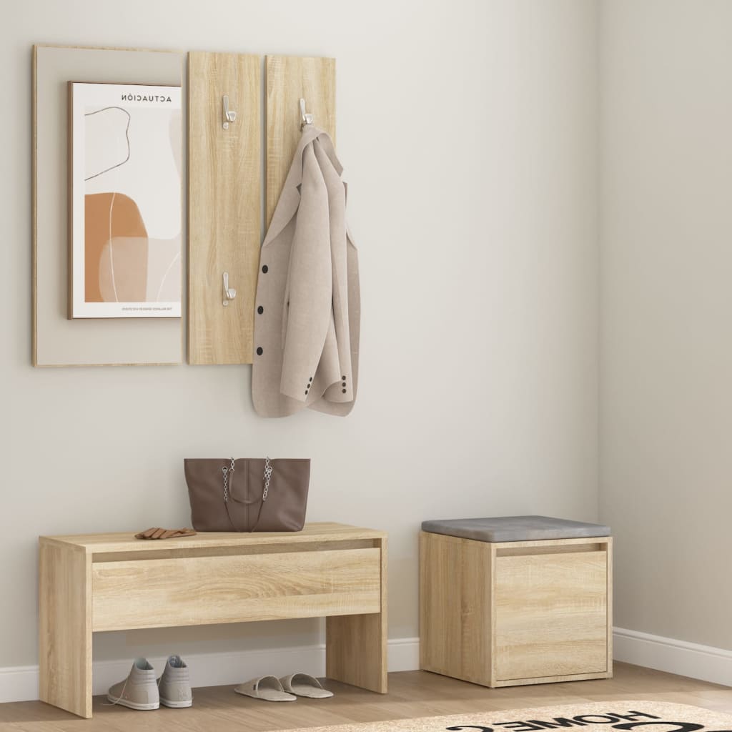 Garderobe set bewerkt hout sonoma eikenkleurig is nu te koop bij PeponiXL, paradijselijk wonen!