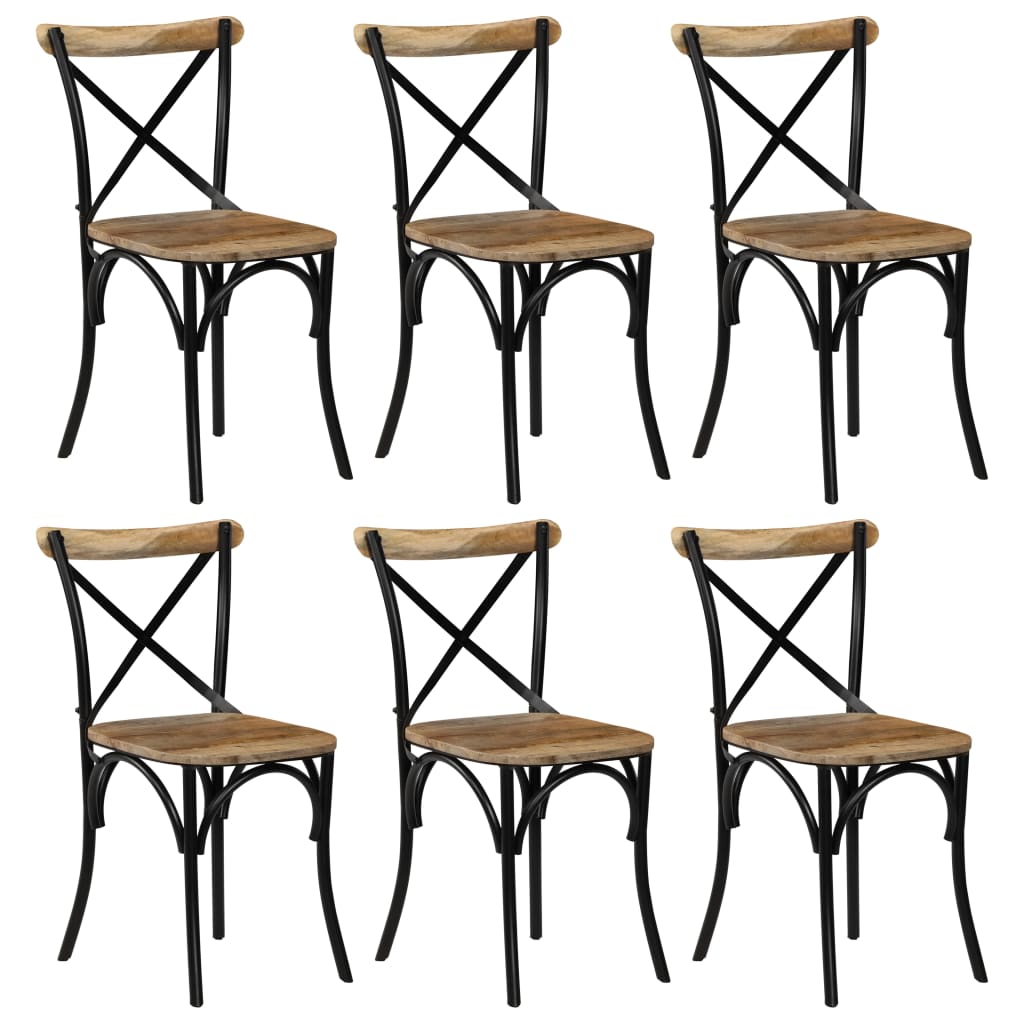 Kruisstoelen 6 st massief mangohout zwart is nu te koop bij PeponiXL, paradijselijk wonen!