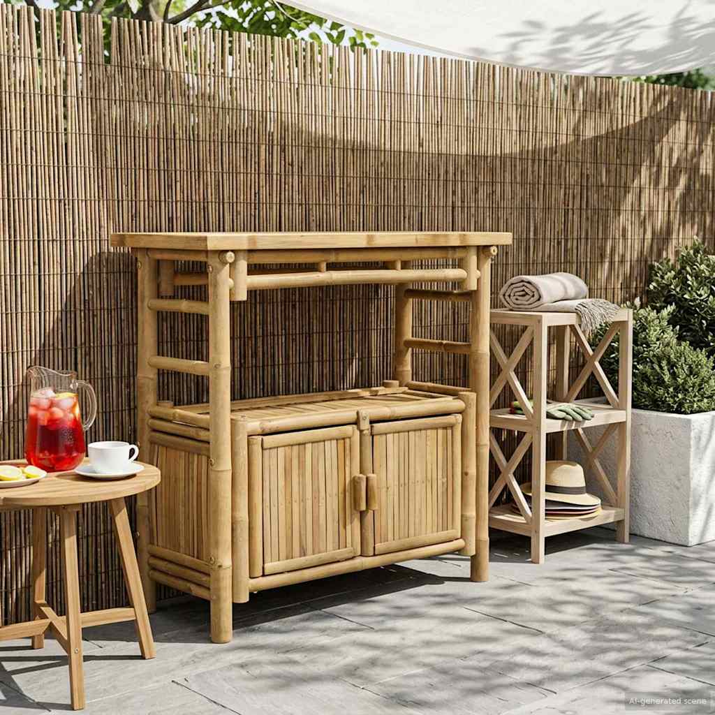 Wandtafel met plank met opslag Naturel 80 x 35 x 75 cm Bamboe is nu te koop bij PeponiXL, paradijselijk wonen!