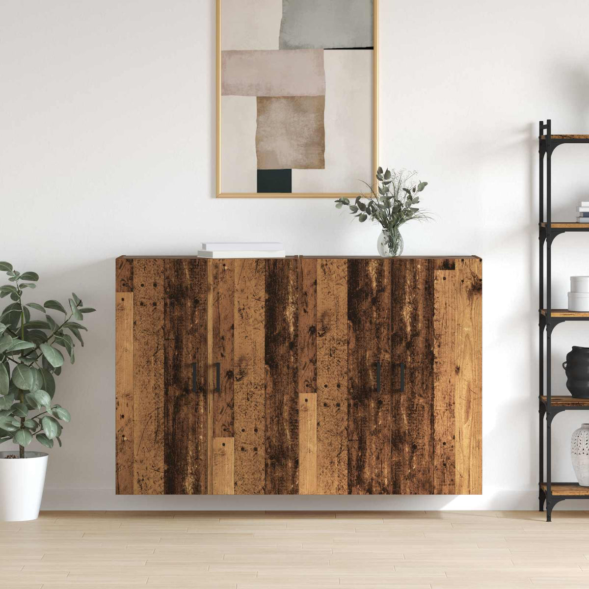 Wandkast 2 pcs Oudhout 69,5 x 34 x 90 cm Bewerkt hout is nu te koop bij PeponiXL, paradijselijk wonen!