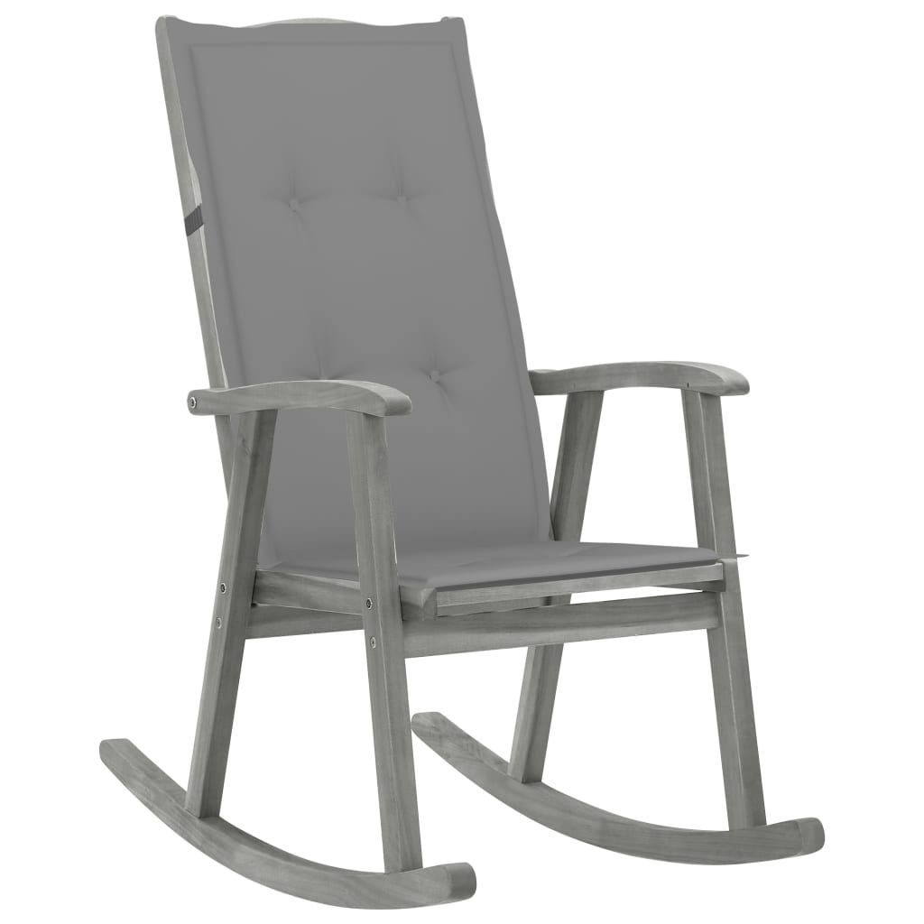 Schommelstoel met kussens massief acaciahout grijs is nu te koop bij PeponiXL, paradijselijk wonen!