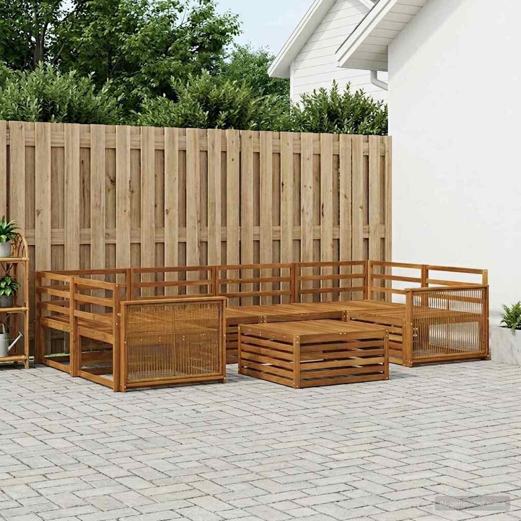 Buiten bankenset 7 pcs Naturel Massief Acaciahout is nu te koop bij PeponiXL, paradijselijk wonen!