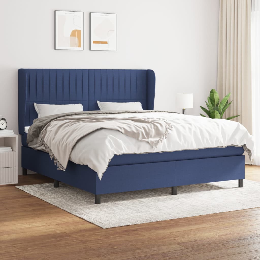 Boxspring met matras stof blauw 160x200 cm is nu te koop bij PeponiXL, paradijselijk wonen!