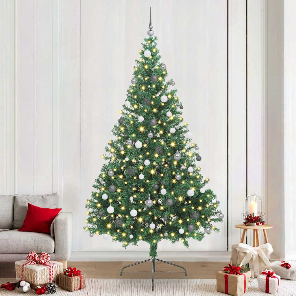Kunstmatig Voorverlicht Kerstboom met 300 LED Groen 240 cm PVC is nu te koop bij PeponiXL, paradijselijk wonen!