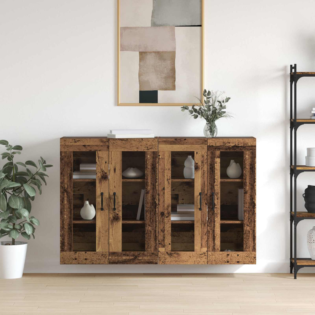 Wandgemonteerde Kasten 2 pcs Oud hout 69,5 x 34 x 90 cm is nu te koop bij PeponiXL, paradijselijk wonen!